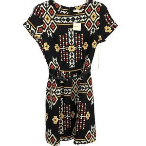 Altar'd State Womens Size XS Black Aztec Print Belted Dress Style 92106 Zips NEW